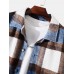 Men Plaid Patchwork Vintage Pockets Button Casual Lapel Jackets