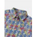 Mens Square Print Retro Short Sleeve Lapel Shirts