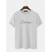 Mens Letter Embroidery Crew Neck Ribbed Short Sleeve T  Shirts