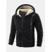 Men Cashmere Pure Pocket Elastic Hem Zipper Ski Hooded Jackets